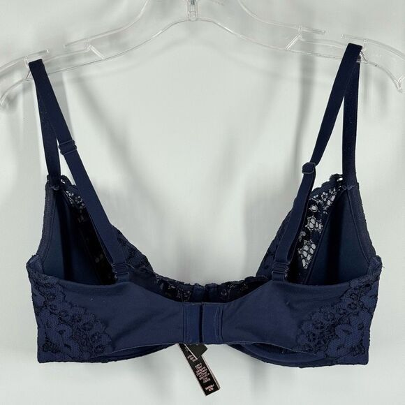 Victoria’s Secret open lace cup navy blue unlined underwire demi bra versatile s - Picture 3 of 7